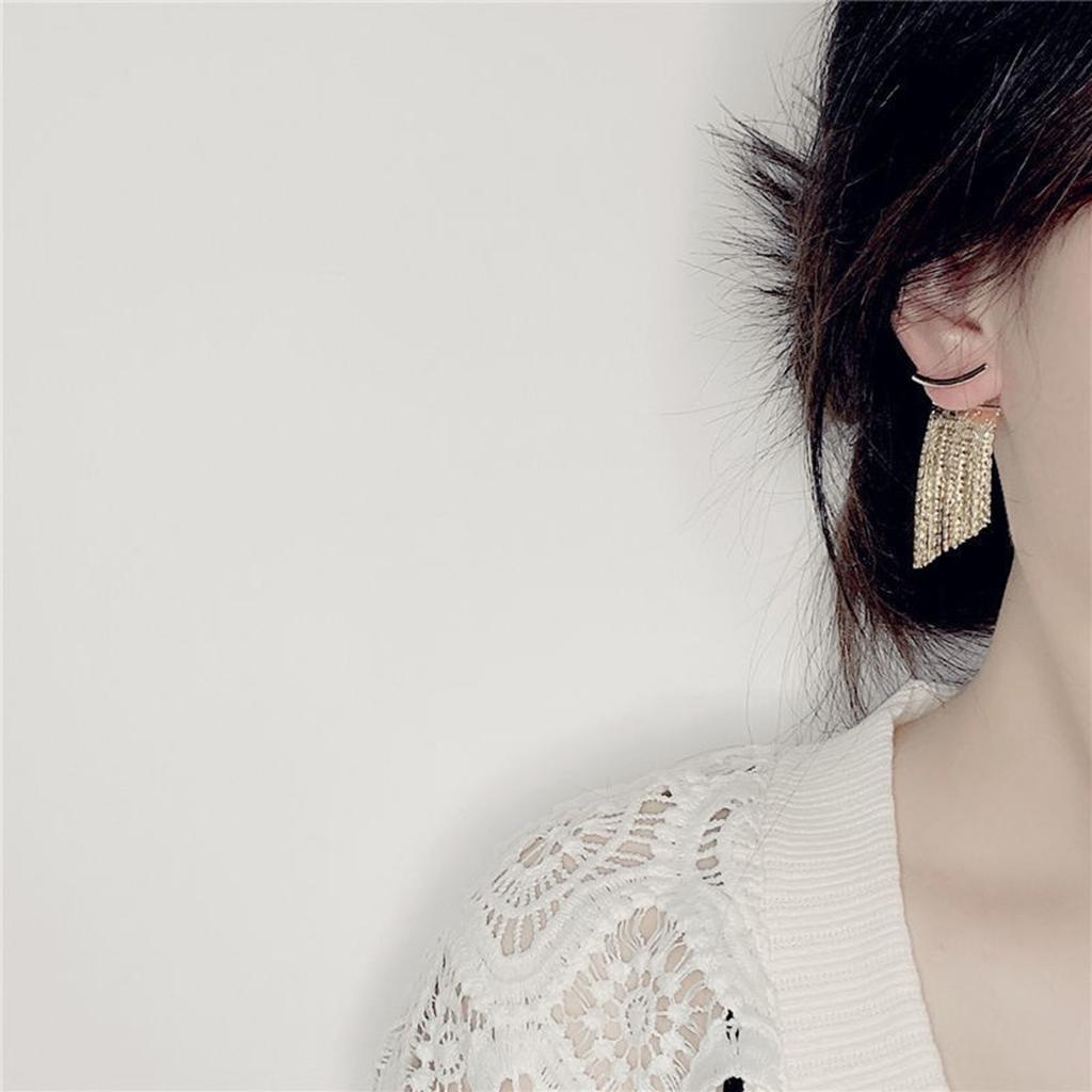 Stylish Metal Dangle Earrings Unique Bling Long Tassels Ear Rings Eye Catching Fringe Eardrops Accessories for Women