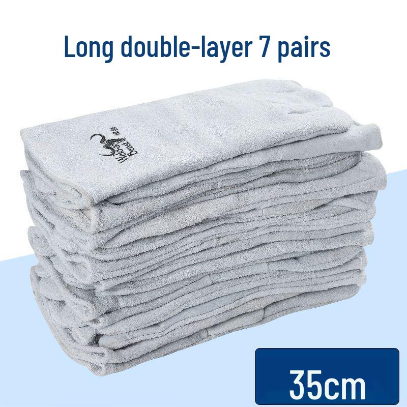 Сварочные перчатки из коровьей кожи, термостойкие - Защита от ожогов, износостойкие, длинные, для защиты труда