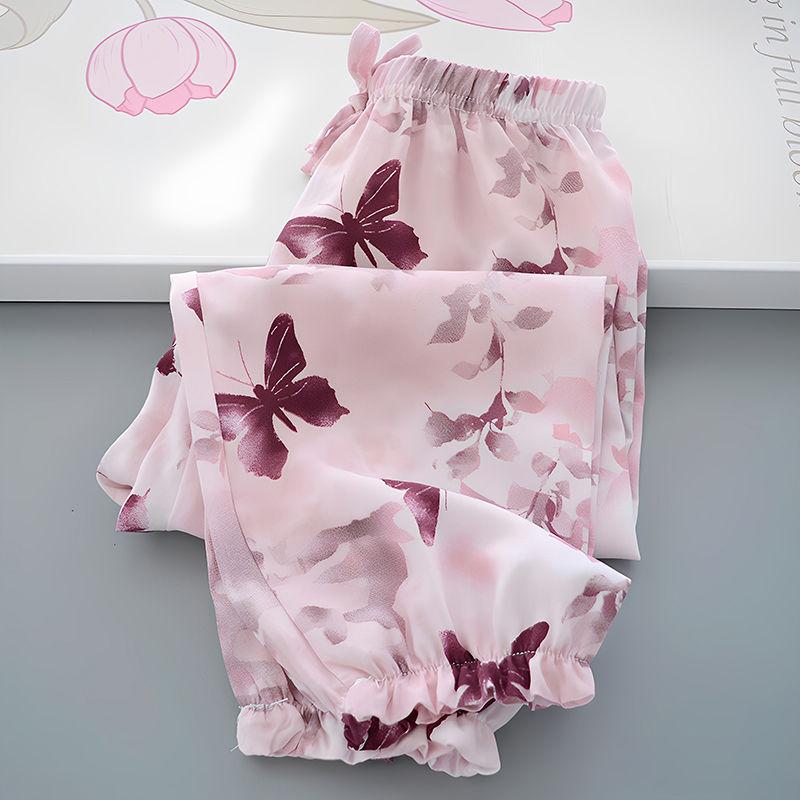 Детские повседневные брюки от комаров, летние тонкие брюки для сна для девочек, свободные внешние брюки-фонарики