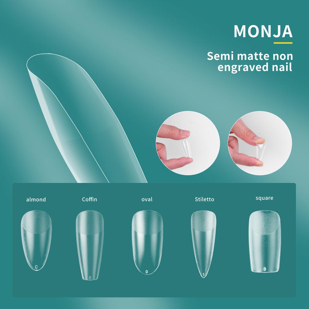 monja 3 шт., набор для наращивания акрилового дизайна ногтей, 6 Вт, светодиодная лампа для сушки, 15 г, УФ-гель, клей, матовый квадратный длинный гроб, миндаль, клей для накладных накладных кончиков