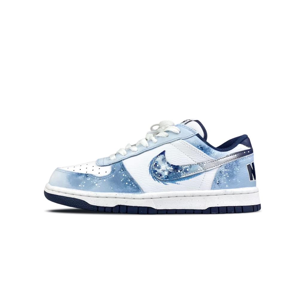 Nike Big Cushioning Abrasion Resistant Cushioning, Wear Resistant Low top Skateboard Shoes Unisex White Blue 355152-140(Team373-)