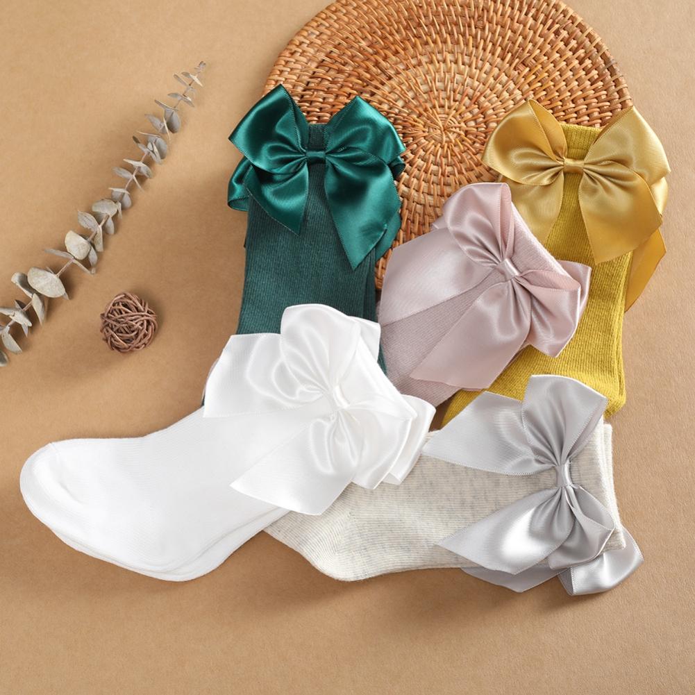 Newborn Baby Girls Big Bow Long Socks Cotton Cute Socks Kid Spring Clothing Unisex Toddlers Soft Cotton Socks 0-3Years