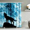 Stylish Shower Curtain Blue Galaxy Wolf Design for Bathrooms Decorate Your Space with Magic