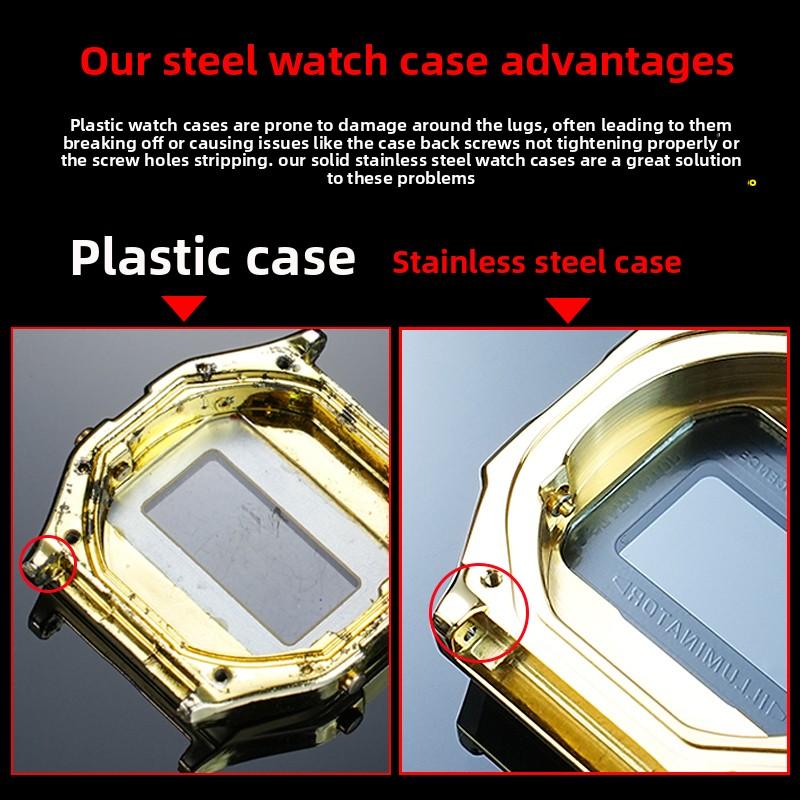 Мод-комплект A168 Стальной корпус Ремешок для часов Корпус Для G-SHOCK 3299 Casio A168WG Металлическая рамка Стекло Водонепроницаемое кольцо Аксессуары для ремешка