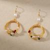 Bisaer Exquisite Elegant Imitation Pearls Circle Stud Earrings for Women Jewelry