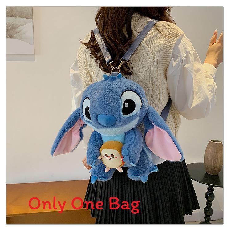 Soft Girls Cartoon Plush Backpack With Zipper Closure For Travel Casual