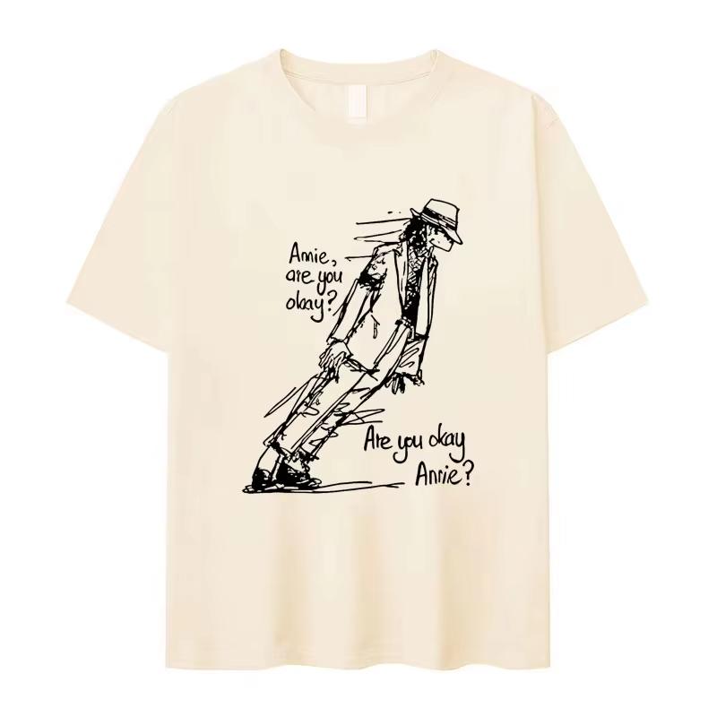 New Summer Classic Michael Jackson Are You Okay Print Punk Rock Fashion Unisex Cotton Short Sleeve Tshirt