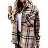 Осенняя женская клетчатая рубашка с длинным рукавом и большим карманом, свободного кроя, куртка средней длины