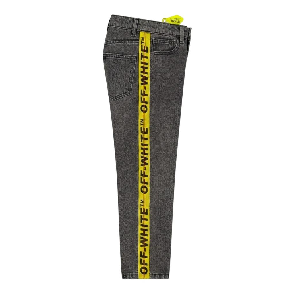 Off White Childrens/Kids Washed Denim Logo 5 Pockets Straight Jeans
