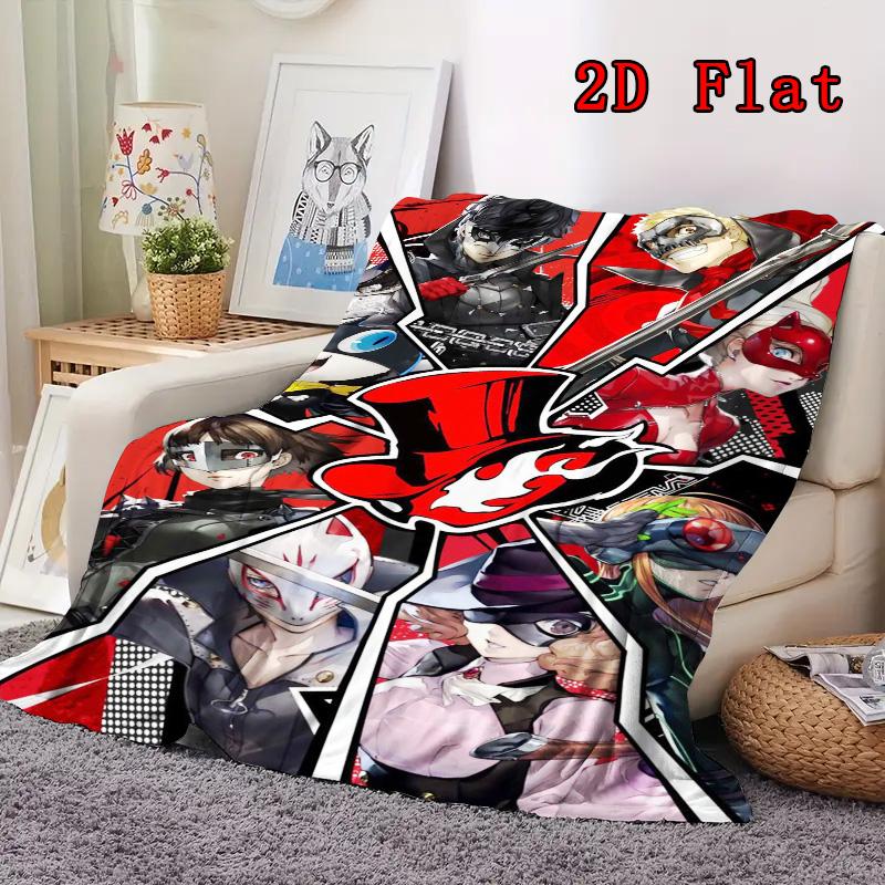 Colorful anime style 2D Flat Pattern Flannel Blanket High quality All Seasons Warmth and Comfort Perfect for Christmas Gifts.P260914477