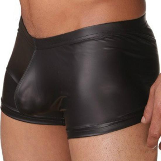 Sexy Men Faux Leather Boxers Briefs Shorts Underwear Soft Underpants Swimwear