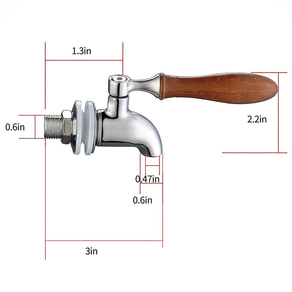 304 Stainless Steel Wine Barrel Faucet Wood Handle 16mm Size Beverage Dispenser Easy Install Water Holder Valve