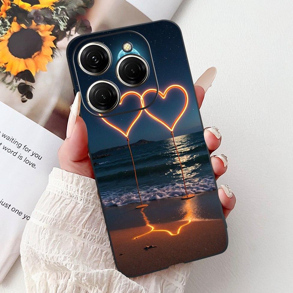 Для Tecno Spark 20 Pro KJ6 Задняя крышка Для Tecno Spark 20 Pro Чехол Черный Силикон Модный Роскошный Милый Мультяшный Ударопрочный Бампер