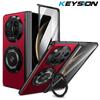 KEYSION Вращающийся на 360° магнитный чехол-подставка с кольцом для MagSafe для Huawei Mate X6 Hinge Phone Fold Cover со стеклянной защитой экрана