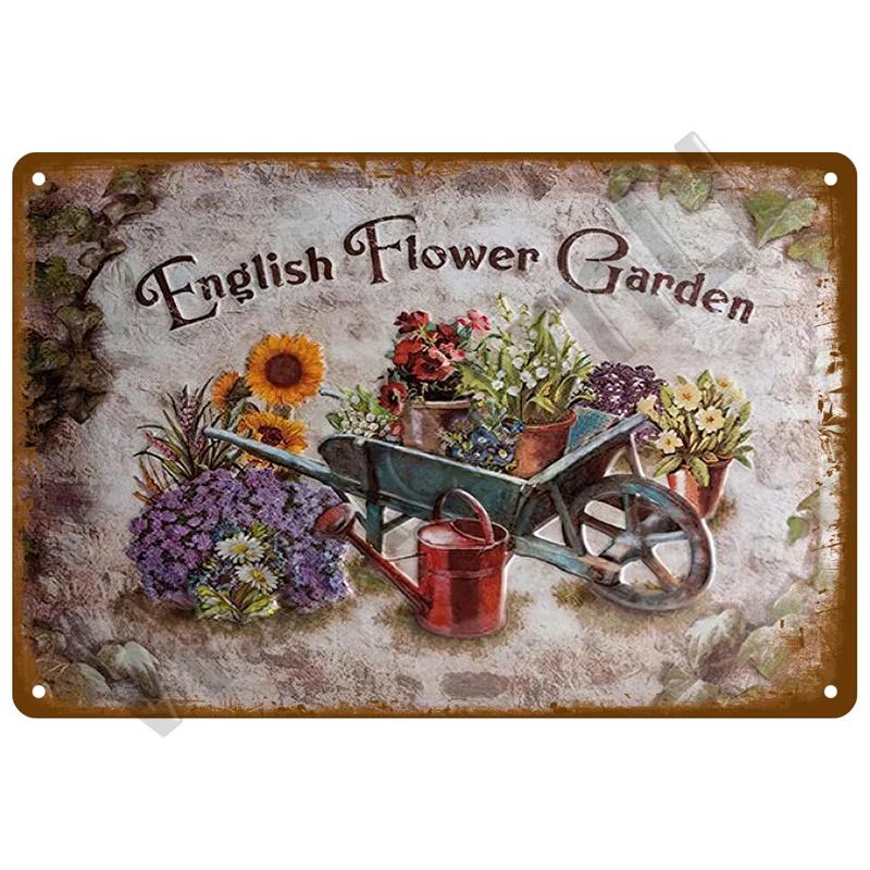 Vintage Metal Tin Sign Retro Cafe Garden Wall Art Home Decor Plaque for Room Farmhouse Painting Gift Perfect for Wall Mural D