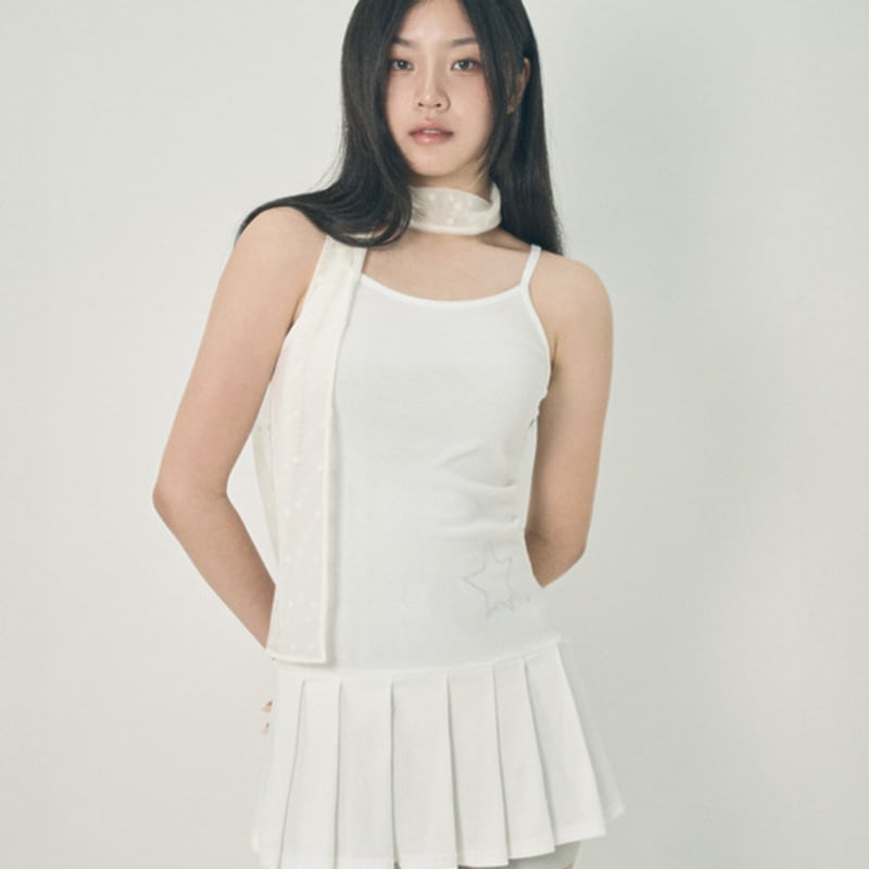 mihev Star Dot Mesh Scarf Ivory White
