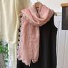 Scarf Atmosphere Solid Color Spring and Autumn Summer Fashion Lace Silk Scarf Neck Protection Scarf Shawl Dual-purpose