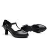Женские черные кожаные туфли на каблуке 6 см с закрытым носком для современных бальных танцев Танго