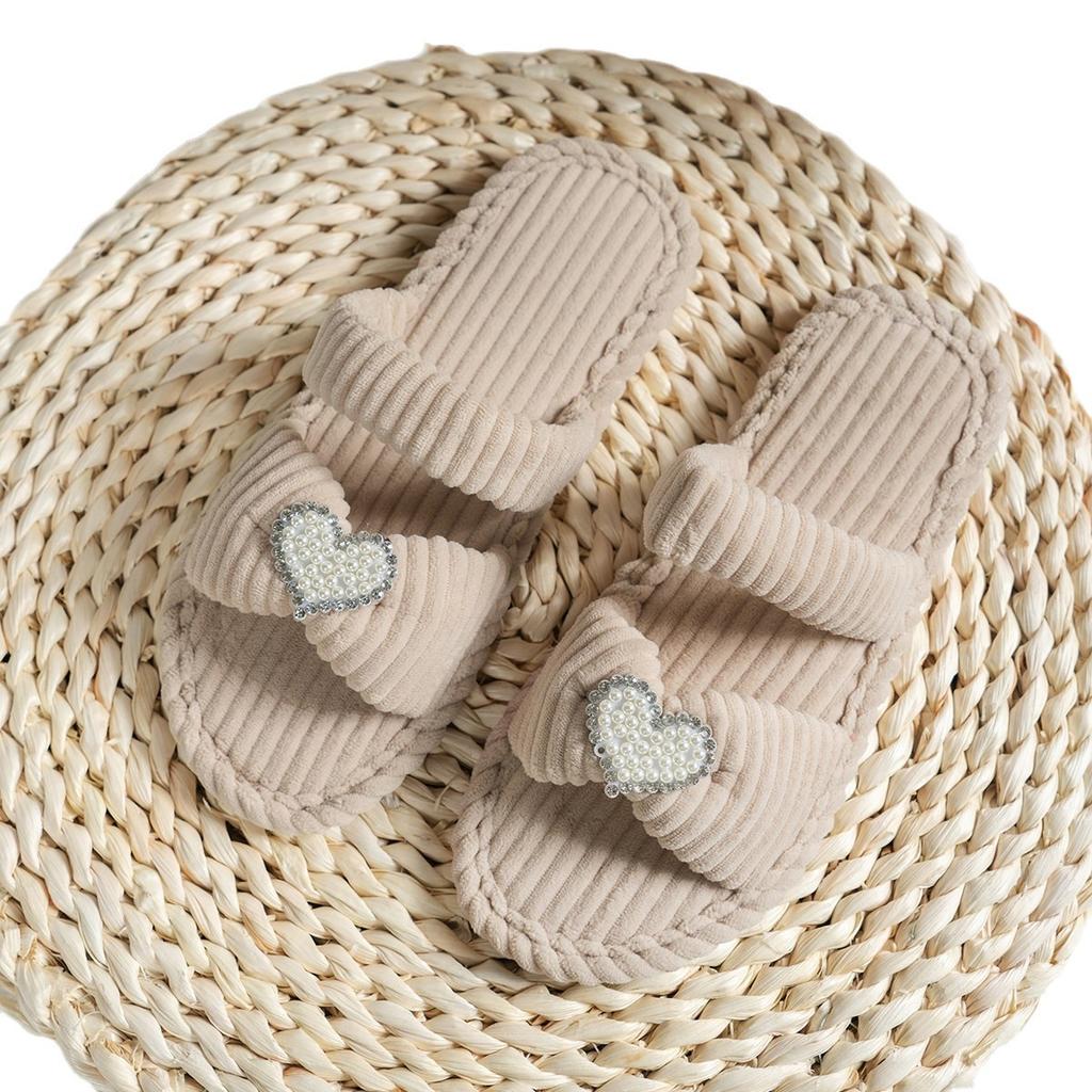 Linen Slippers Women Indoor Slippers Comzy Anti-Slip House Cotton Shoes Cute Bowknot Flat Slipper Couples Slides Spring Summer