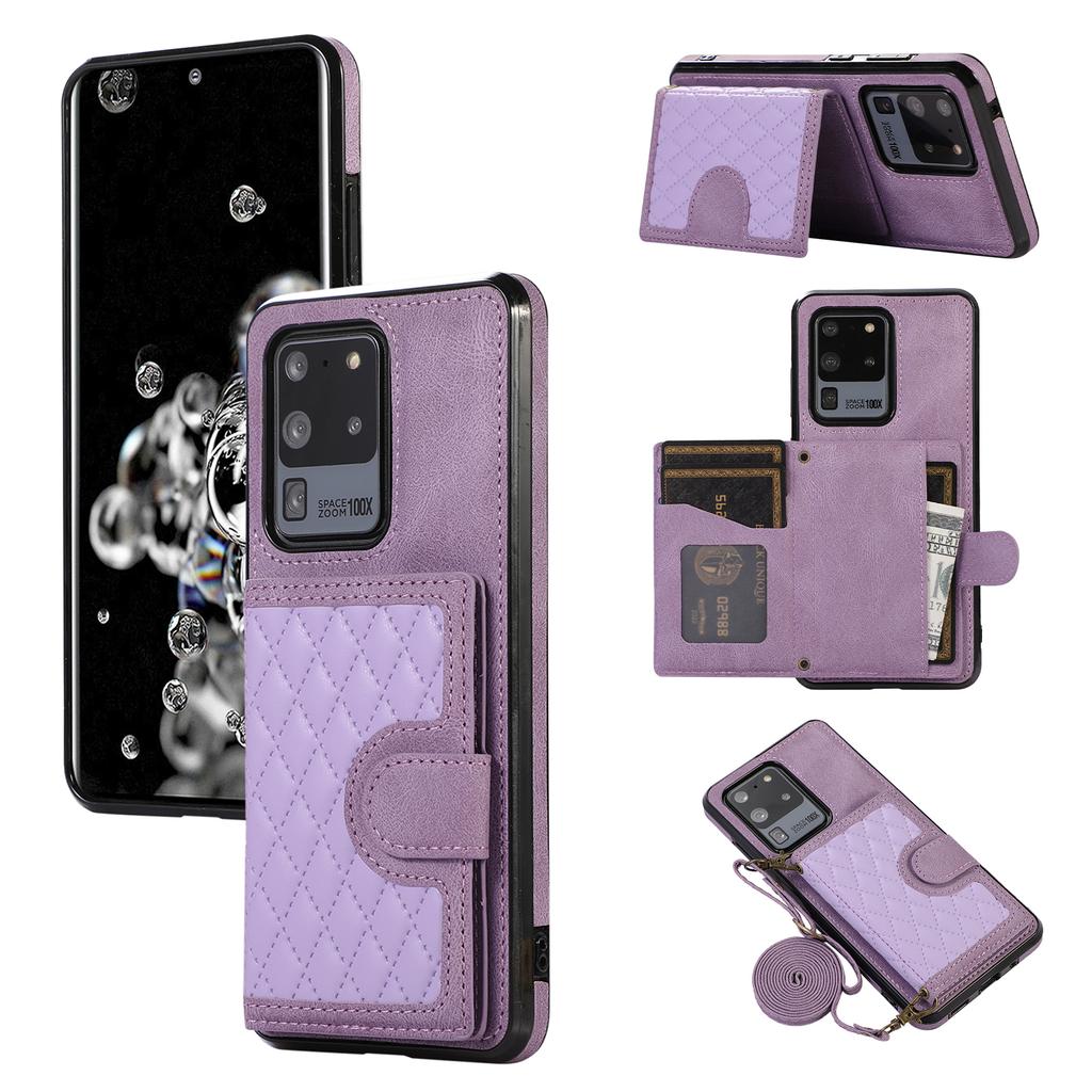 Phone Case for Samsung Galaxy S20 Ultra Card Holder TPU+PU Leather Kickstand Phone Cover