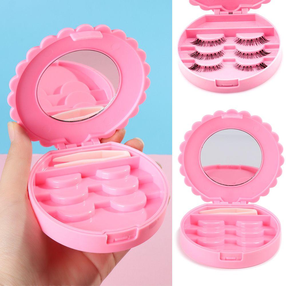 Beauty Plastic Mirror Case Lashes Container Box Makeup Tool Lashes Organizer False Eyelash Box