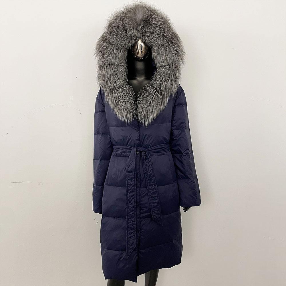 OFTBUY Зимнее женское пальто с воротником из натурального меха лисы, куртка с капюшоном, толстая теплая осенняя шапка, съемная, удлиненная, белая утиная пуховая верхняя одежда