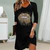 Women Casual Dress Autumn Lips Print Dresses For Women O-neck Short Sleeve Dress Plus Size