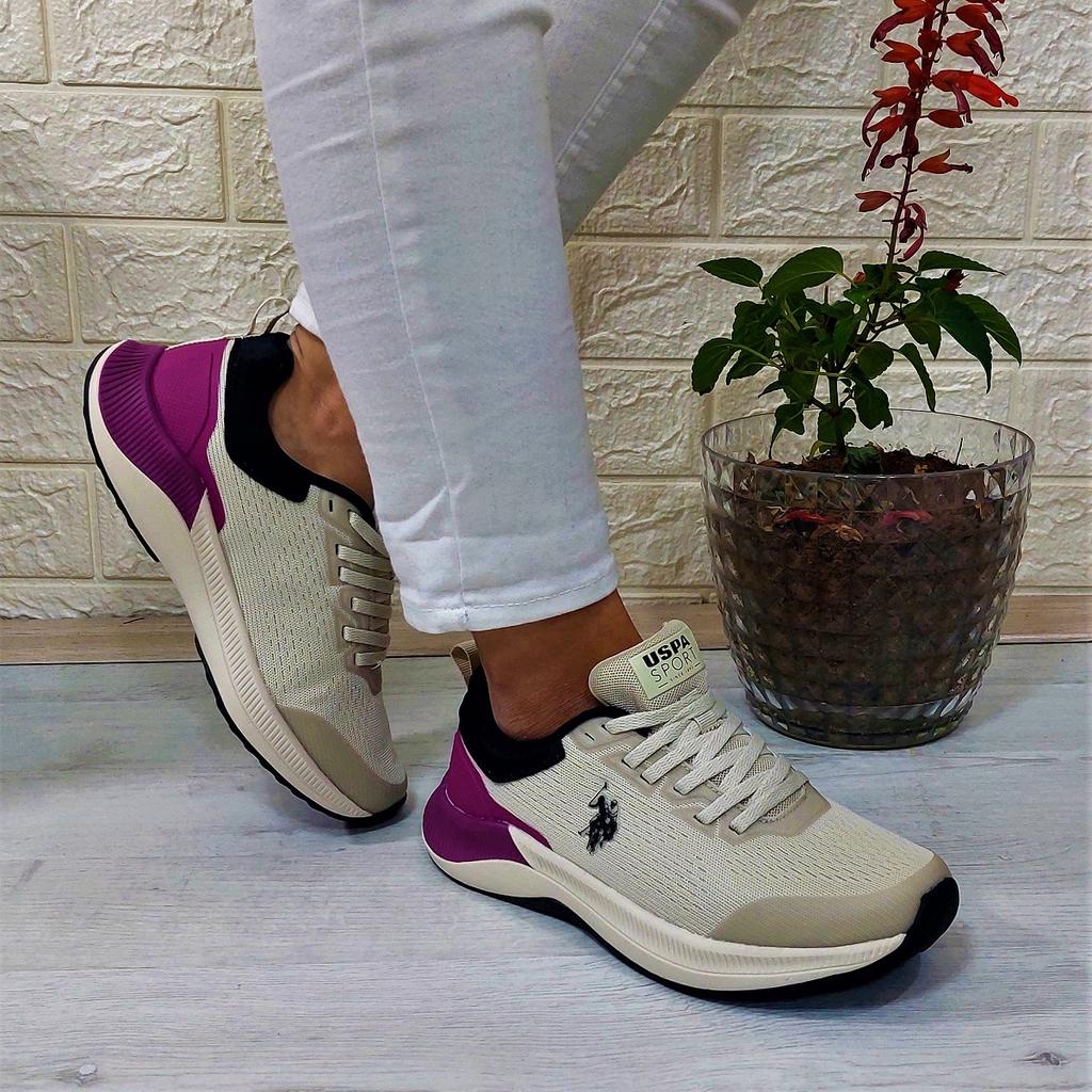 USPolo Turbo Бежево-Розовая Нескользящая женская спортивная обувь