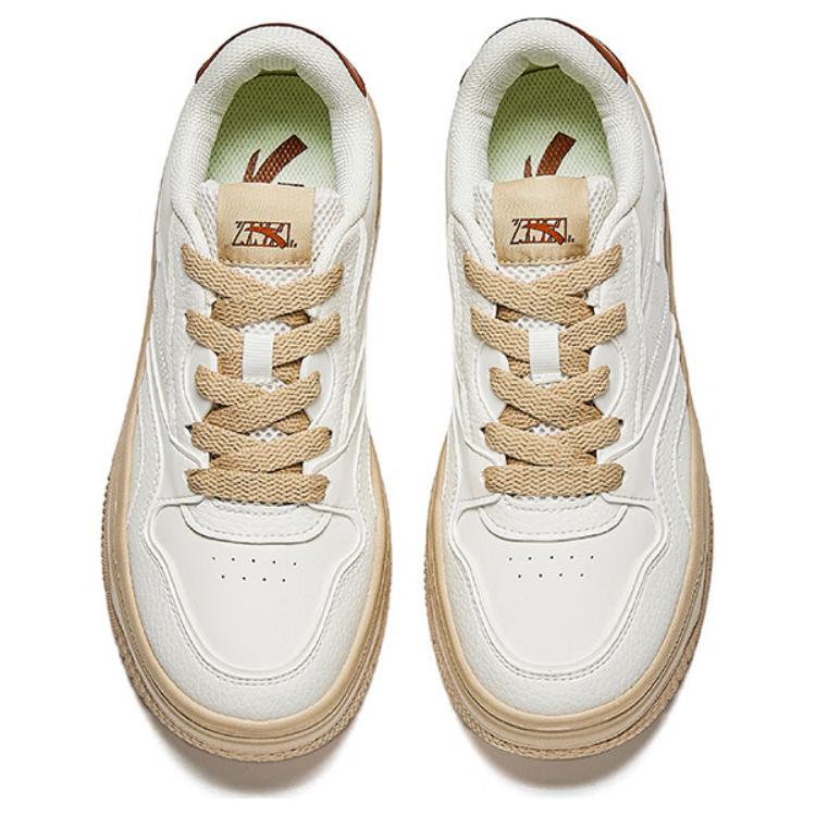 New Anta Street Play 2 Slip Resistant Cushioning Low Top Skateboard Shoes Women's White Brown 922448077-9