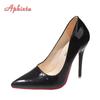 Модные Aphixta Новые 4,72-дюймовые Супер Высокие Туфли-лодочки из Лакированной Кожи Женские Разноцветные Официальные Туфли с Острым Носком Плюс Большой Размер 49 50