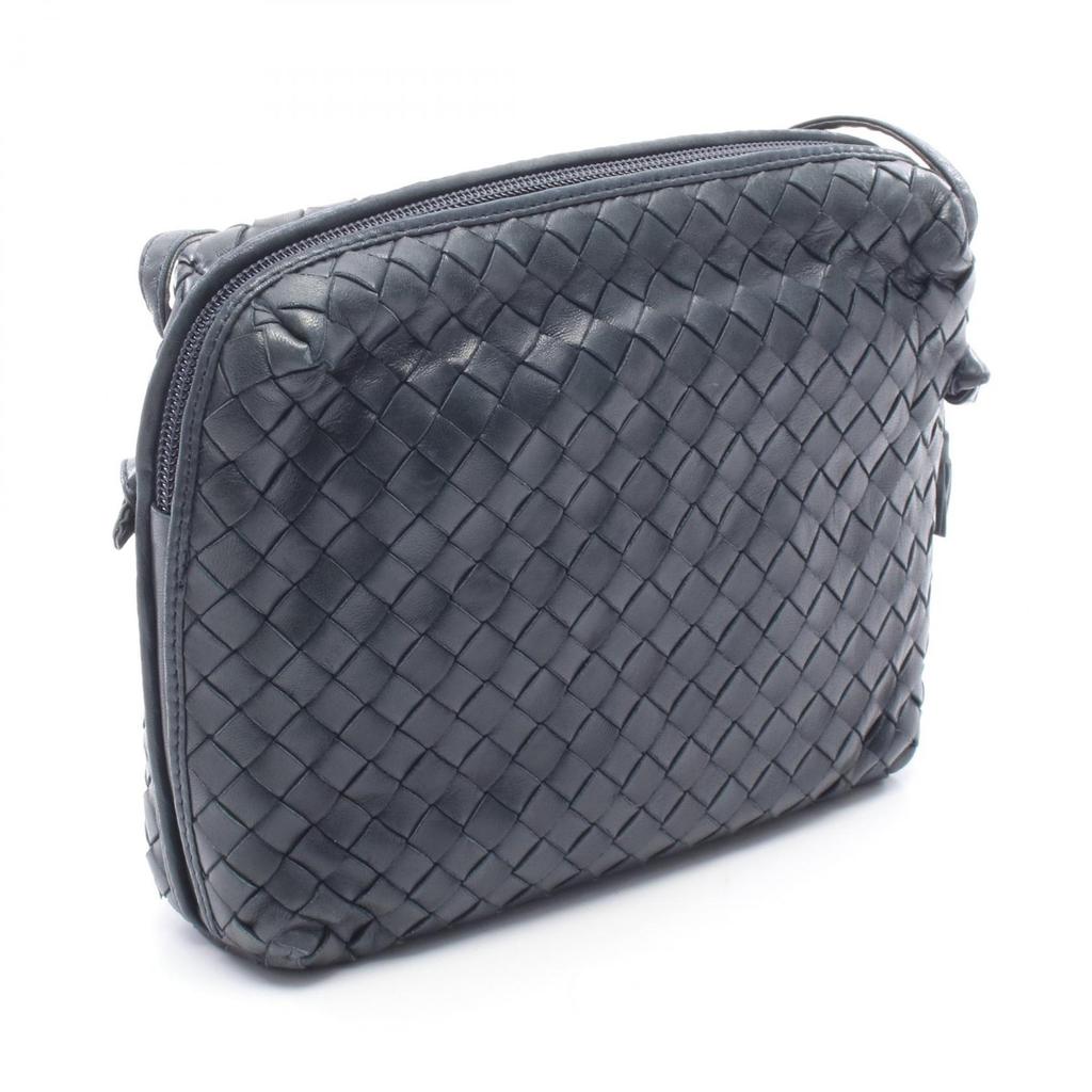 Used BOTTEGA VENETA Intrecciato Shoulder Bag leather Navy Used Women