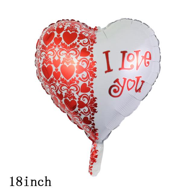 Qianshun Heart-shaped Aluminum Foil Balloons 18 Inch Silk Screen Printed I Love You Helium Wedding Valentine's Day Decoration