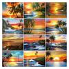 Diy 5d полная алмазная живопись пейзаж вышивка квадратная круглая дрель закат пляж кокосовая пальма мозаика вышивка крестиком искусство хобби подарок