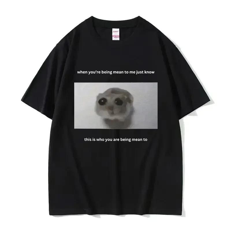 Funny Sad Hamster Im Just Little Girl Crew Neck T Shirt Casual Daily Short Sleeve Graphic Top For Unisex Unisex