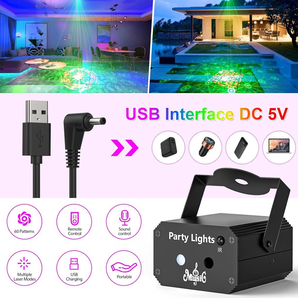Огни для вечеринок DJ-сценические огни для дискотек, звуковая активация с дистанционным управлением для наружных и внутренних украшений Танцевальный караоке Подарочный паб