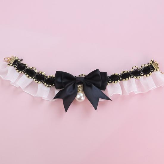 Показать уникальный шарм, привлекательный отличный дизайн с застежкой-лобстером, ошейник для домашних животных с бантом и подвеской из искусственного жемчуга в виде кошки