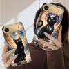 Блестящий Черный Кот Для iPhone 17 Air 16E 15 PRO 14 13 Plus 12 mini 11 17 Pro Max XR 16 17ProMax 15Pro Золотой стеклянный чехол для телефона