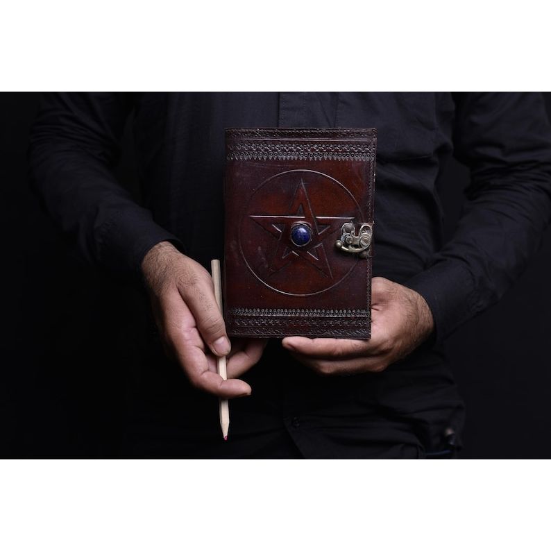 Журнал Викка из кожи ручной работы, коричневая пентаграмма, тисненая пустая книга заклинаний теней, блокнот, гримуар, книга для записей