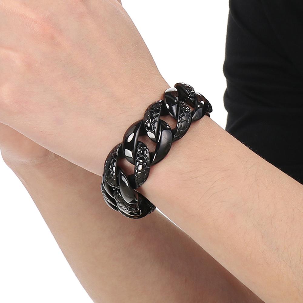 25 мм толстый браслет из кубинских звеньев в виде змеи для мужчин, прочный браслет из нержавеющей стали в стиле хип-хоп, мужские 9,06-дюймовые байкерские панк-ювелирные изделия, подарки