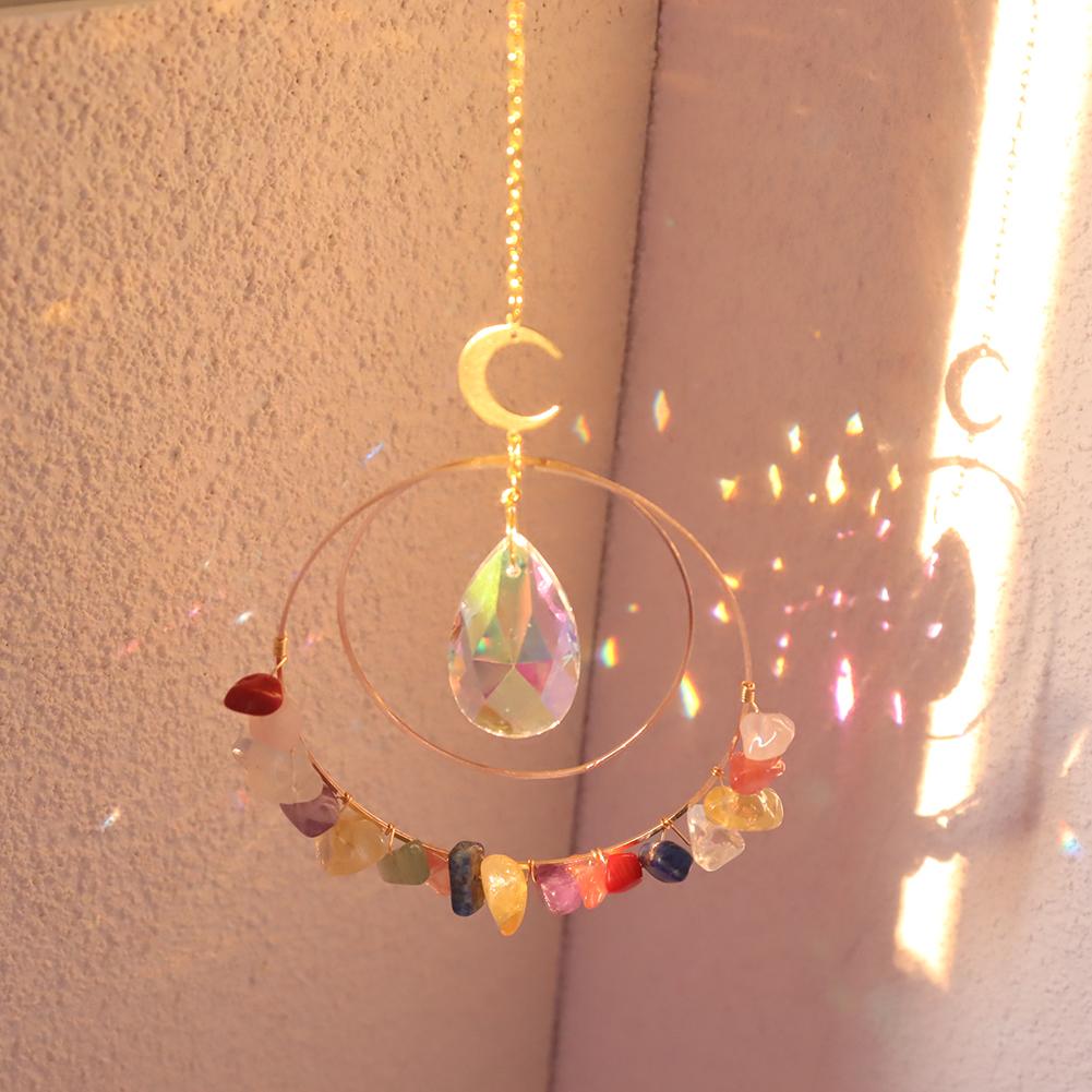 Rainbow Crystal Angel Chakra Sun Catchers Car Charm Pendant Wall Window Door Wind Chimes Hanging Ornaments Room Home Decor