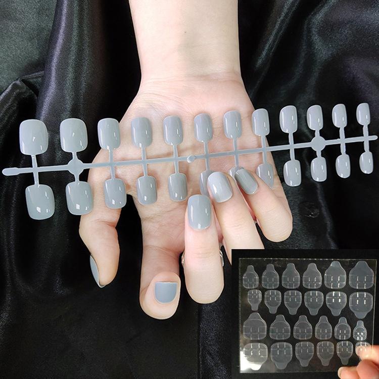 Fake Nails, Short Round, No Glue, 24 Pieces