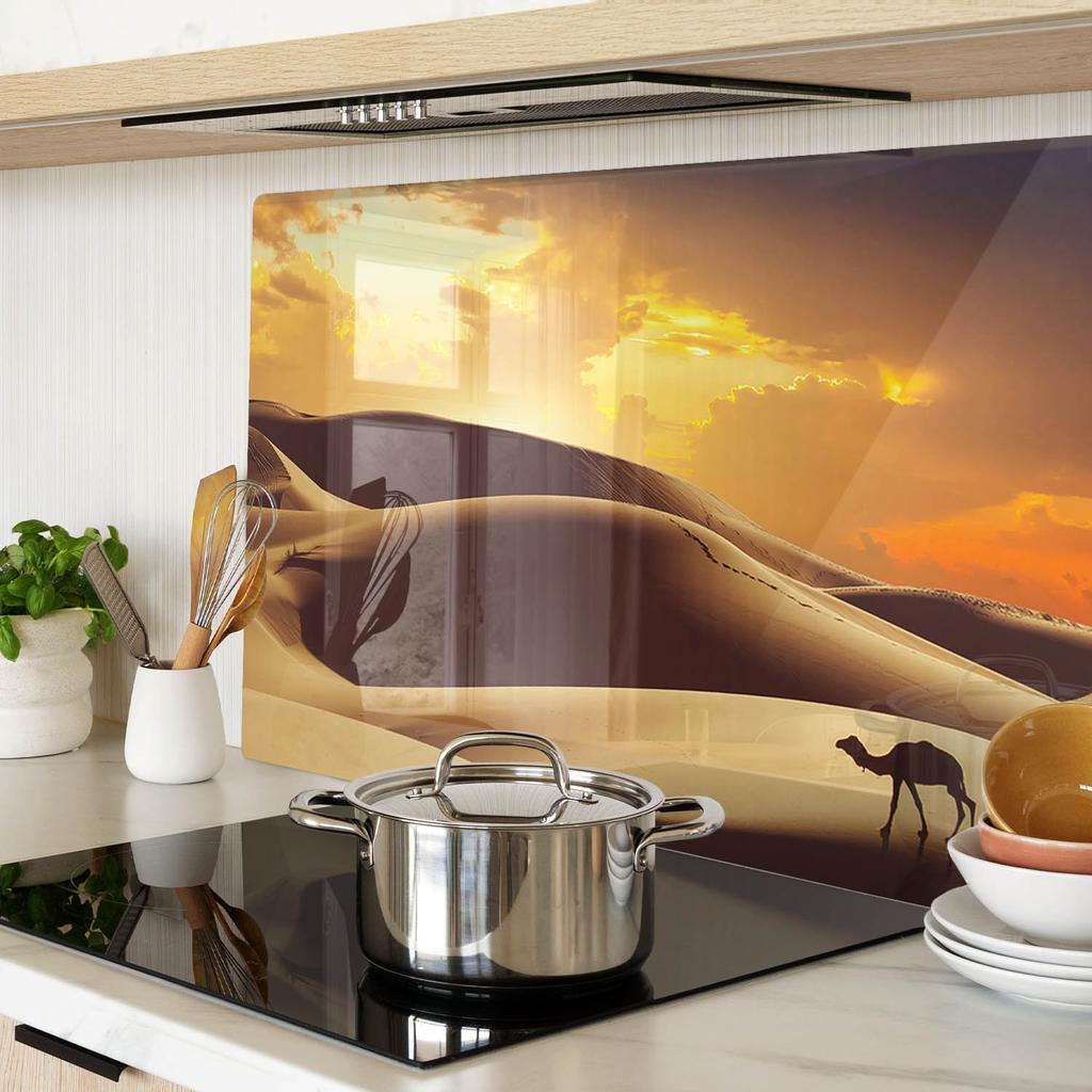 Stylish and Durable Glass Board with Saharan Camel Print 80x52 cm