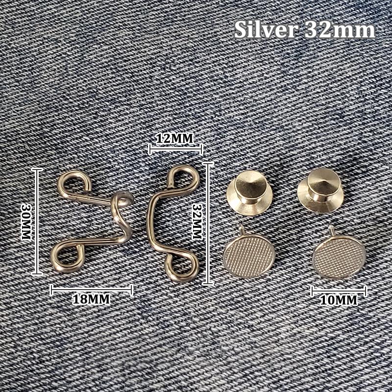 1Set Nail-Free Metal Jeans Button Snaps Detachable Pants Clips Buttons Pins Women'S Brooch Set Tighten Waist Brooches