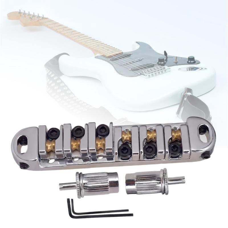 6 String Guitar Bridge Replacement Roller Saddles Guitar Bridge Tailpiece Electric Guitar Bridge Easy to Install