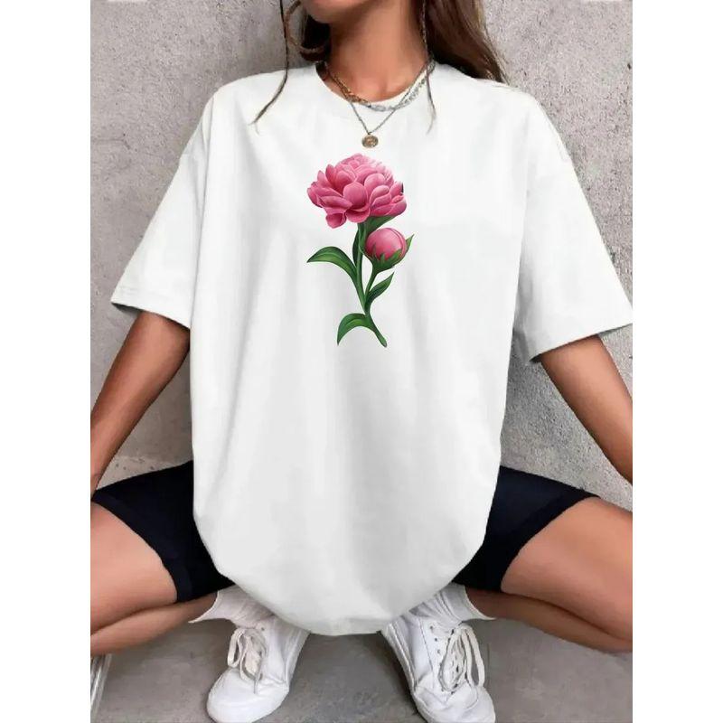 Western Style New Loose Casual Print Short Sleeve Cotton T-shirt Top Loose Printed T-shirt Top