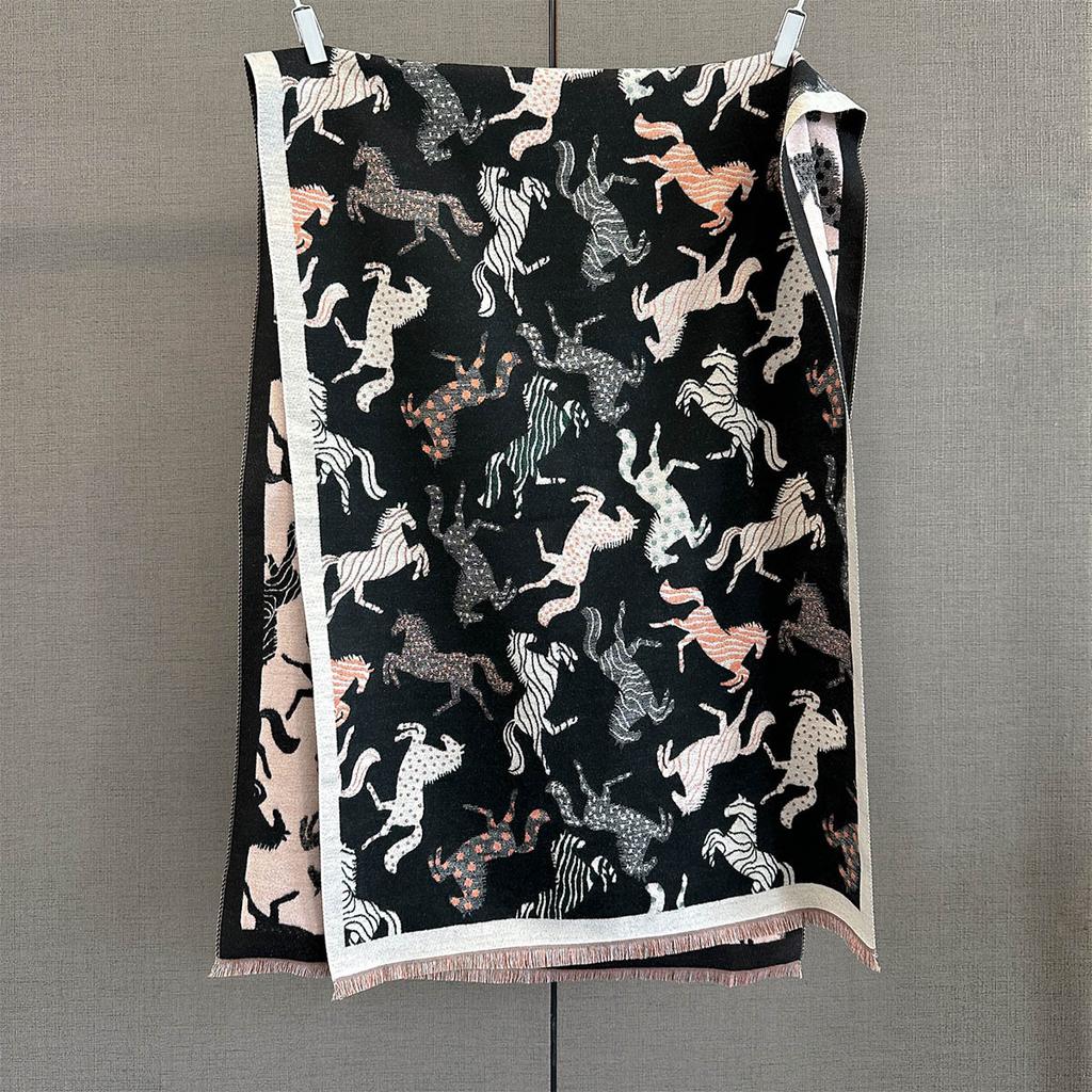 Осень и зима новая атмосфера универсальный пони жаккардовый узор теплый шарф женский утолщенный шарф из искусственного кашемира