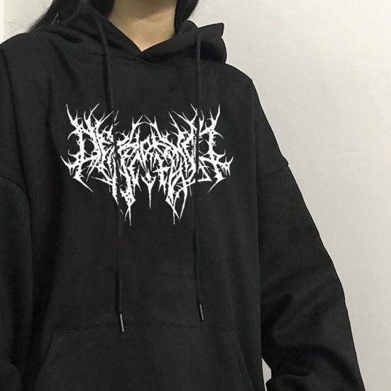 Осень-зима унисекс толстовка с капюшоном затягивающийся эластичный манжет с принтом шипов плотный флис накладной карман свободный длинный рукав свитер теплый топ