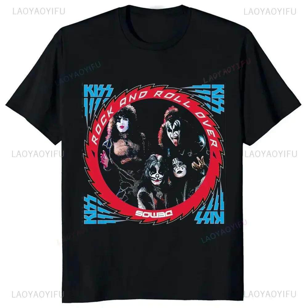 Kiss Band Men and Women Fashion Music Rock Top Harajuku Short Sleeve Universal Pattern Big T-shirt