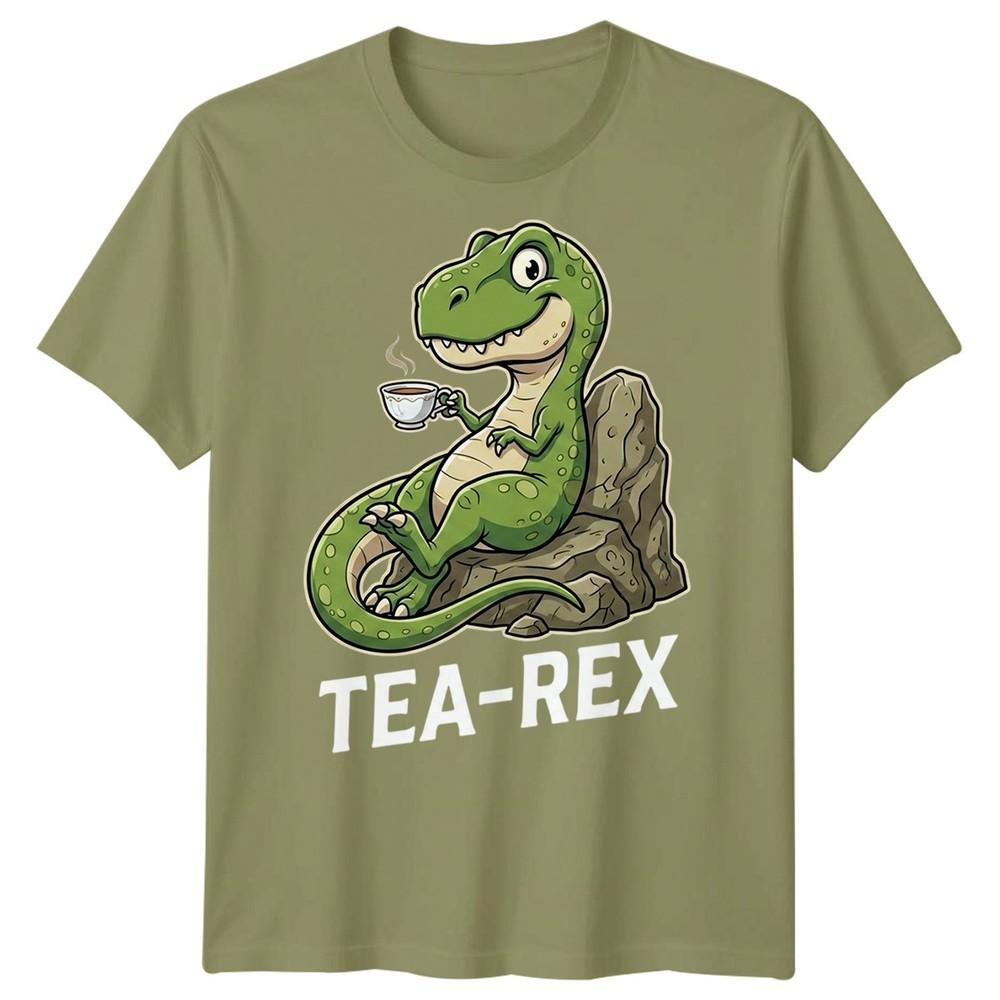 Tea Rex Funny Dinosaur Drinking Tea Unisexs T Shirt Graphic Novelty Tee