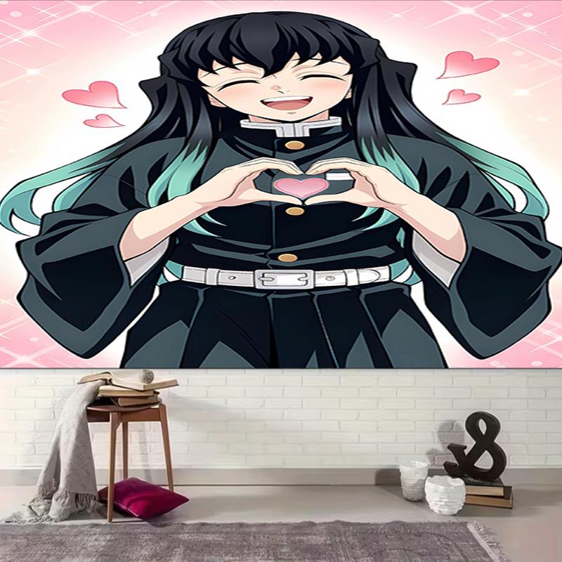 1pc Nezuko Demon Slayer Muichiro Tokito Tapestry, Living Room, Bedroom, Office, Party Decor, Ideal Festive Gift